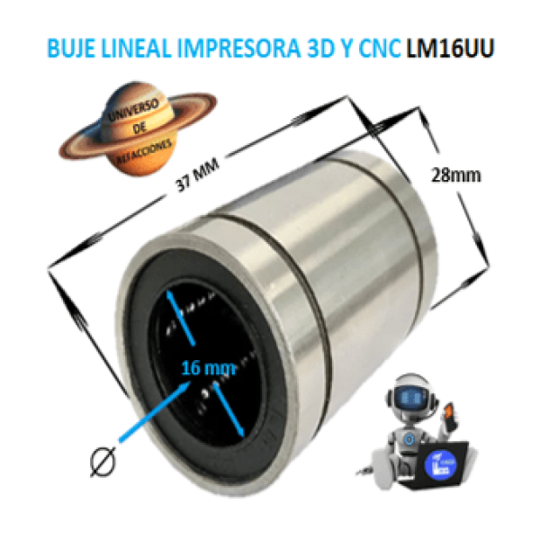 Product LM16UU BUJE LINEAL ECONOMIC INTERIOR =16mm EXTERIOR =28mm LARGO =37mm LM16UU-BUJE-LINEAL-UNIVERSO-DE-REFACCIONES-OSUNA-BALERO-UDR-OBD-LM-16-UU.png