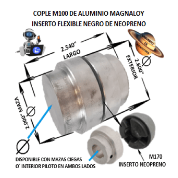 Product M100 COPLE MAGNALOY ALUMINIO INSERTO NEGRO EXTERIOR 2.600” LARGO 2.540” M100-COPLE-MAGNALOY-INSERTO-NEGRO-M170-N-OSUNA-BALERO-UNIVERSO-DE-REFACCIONES.png