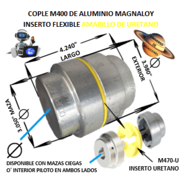 Product M400-U COPLE MAGNALOY ALUMINIO INSERTO AMARILLO EXTERIOR 3.980” LARGO 4.240” M400-U-COPLE-MAGNALOY-INSERTO-AMARILLO-M470-U-OSUNA-BALERO-UNIVERSO-DE-REFACCIONES.png