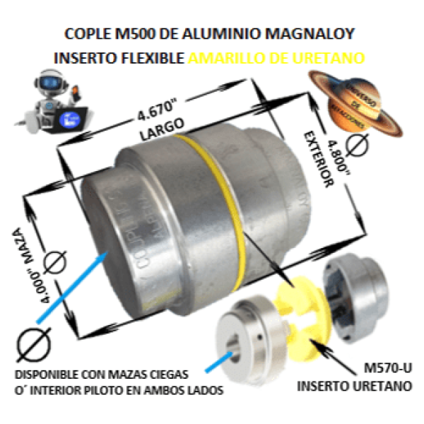 Product M500-U MAGNALOY COPLE DE ALUMINIO INSERTO AMARILLO EXTERIOR 4.800” LARGO 4.670″ M500-U-COPLE-MAGNALOY-INSERTO-AMARILLO-M570-U-OSUNA-BALERO-UNIVERSO-DE-REFACCIONES.png