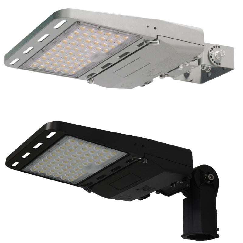 Product Luz LED para área tipo caja de zapatos de 150 vatios | 19972 lúmenes | 5000 K | 100-277 V | Tipo 3 | Carcasa plateada o negra MLLG-AL-LED-SB-150-50-bk-s-800×800-1.jpg