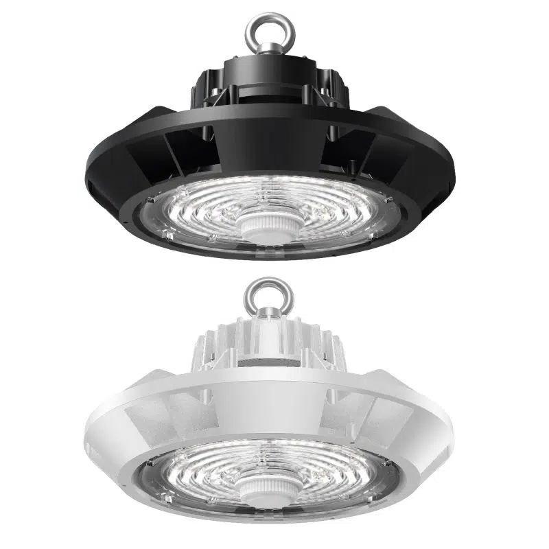 Product Foco UFO de bahía alta ajustable de 100/120/150/200 vatios | 14 000 a 28 000 lúmenes | 5000 K | 100-277 V | Carcasa blanca o negra MLLG-LED-HB3-200-50-120-1-800×800-1.webp