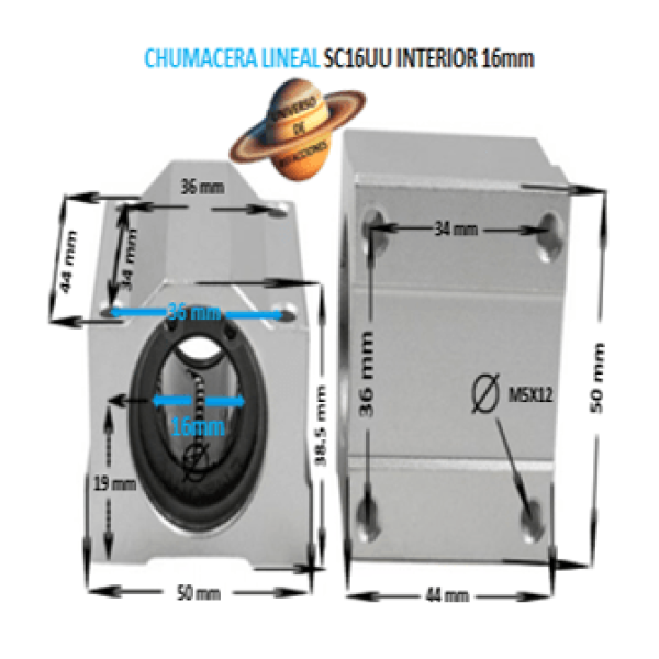 Product SC16UU CHUMACERA ECONOMIC LINEAL BASE CERRADA INTERIOR 16mm ALTURA 38.5 LARGO 44mm SC16UU-CHUMACERA-LINEAL-3D-CNC-UNIVERSO-DE-REFACCIONES-UDR-OBD-SC16UU-OSUNA-BALERO.png