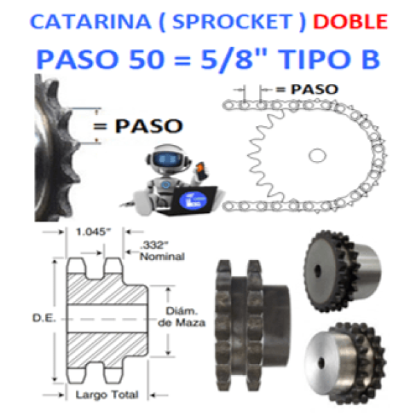 Product D50B20 CATARINA DOBLE PASO 50 DE 20 DIENTES EXTERIOR 4.320″ SPROCKET-CATARINA-PASO-50-DOBLE-TIPO-B-OSUNA-BALERO-OBD-D50B.png